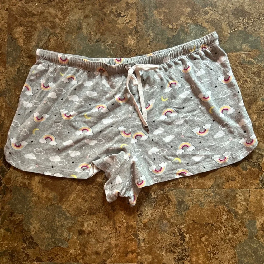 Secret Treasures Pajama Shorts Women Size Large (12-14) Gray Rainbow Pajamas Pjs